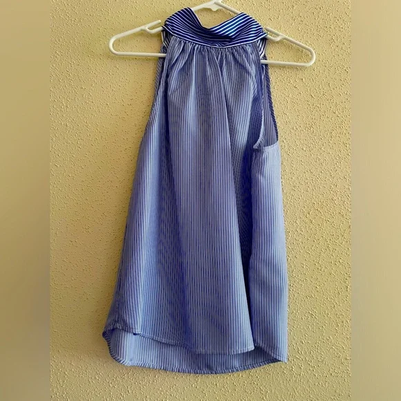J Crew Women’s Size 6 Blue and White Striped Silk Halter Blouse - Picture 3 of 12